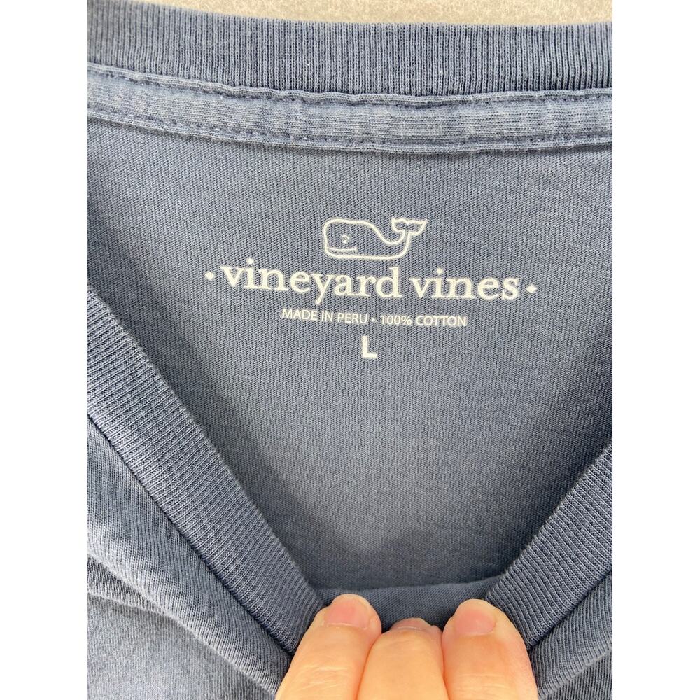Vineyard Vines Shirt Mens L Blue Long Sleeve Fall is Brewing Preppy Cotton Crew - Picture 6 of 9